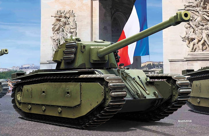 프랑스, 국기, 탱크, 아치, ARL 44, HD 배경 화면