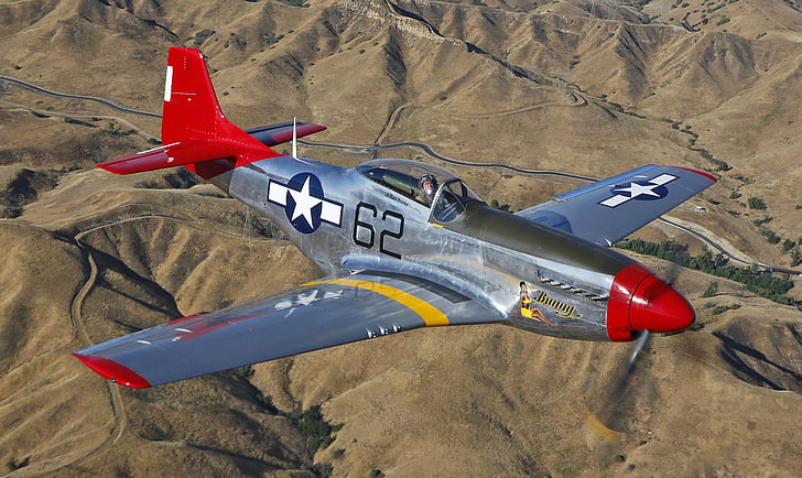 air, aircraft, airplane, fighter, force, military, mustang, p-51, p51, plane, vehicle, warplane, HD wallpaper