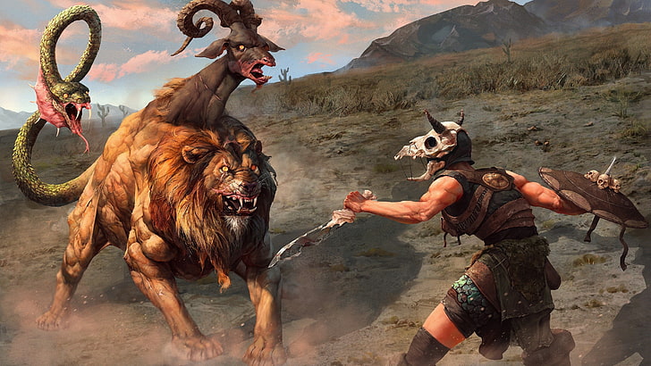 screenshot del videogioco, Chimera, fantasy art, creatura, guerriero, Sfondo HD