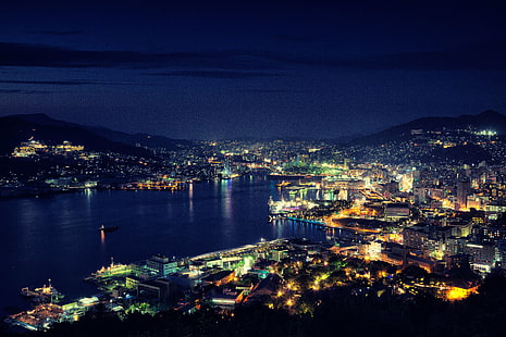 город в ночное время, город Нагасаки, город Нагасаки, ночная точка зрения, город Нагасаки, Canon EOS, город свет, легкая ночь, ночное море, Нагасаки ЯПОНИЯ, night, ночь, море, гора, городской пейзаж, гавань, сумерки, HD обои HD wallpaper