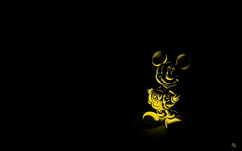 Cartoon, Black background, Character, Mickey mouse, Mouse, HD wallpaper HD wallpaper
