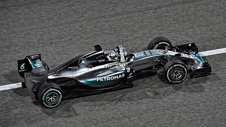 black and gray F1, Formula 1, Mercedes F1, Lewis Hamilton, racing, car, HD wallpaper