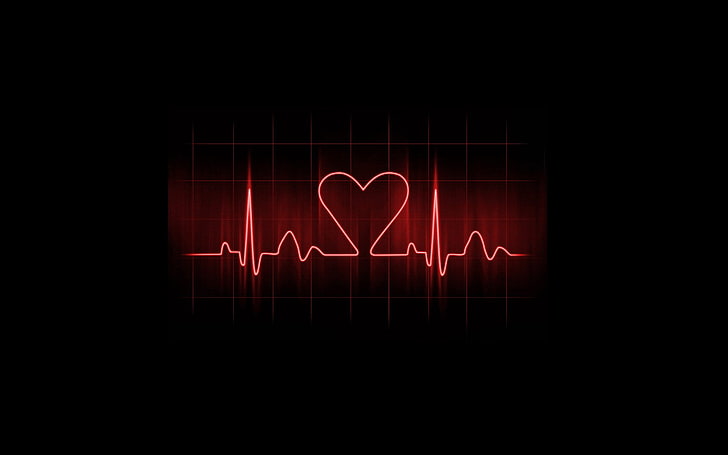 Ilustración de frecuencia cardíaca roja, artístico, amor, Fondo de pantalla HD