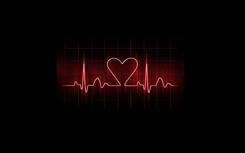 ภาพประกอบอัตราการเต้นของหัวใจสีแดง, ศิลปะ, ความรัก, วอลล์เปเปอร์ HD HD wallpaper