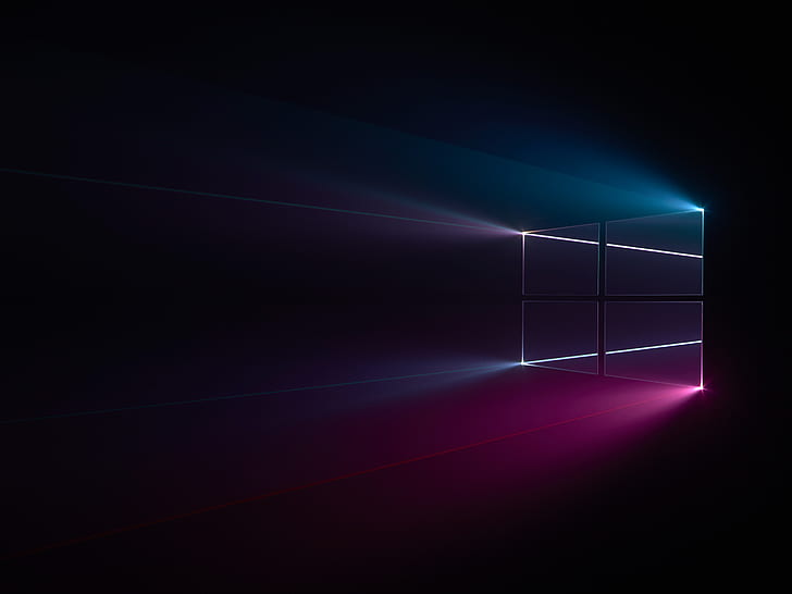 Логотип Windows, Синий, Темный, Windows 10, Розовый, HD обои
