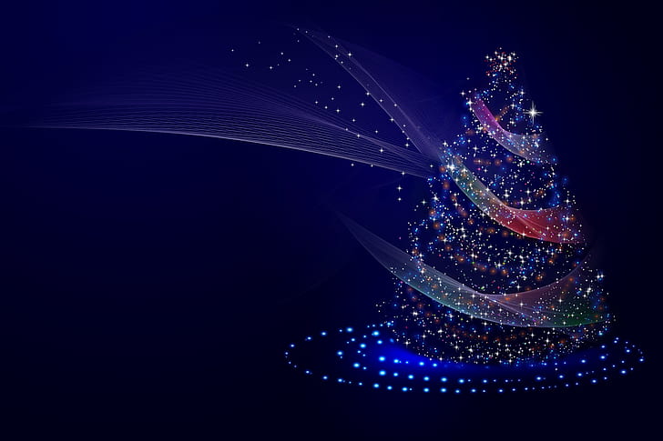 休日、クリスマス、芸術、青、クリスマスツリー、ミニマリスト、 HDデスクトップの壁紙