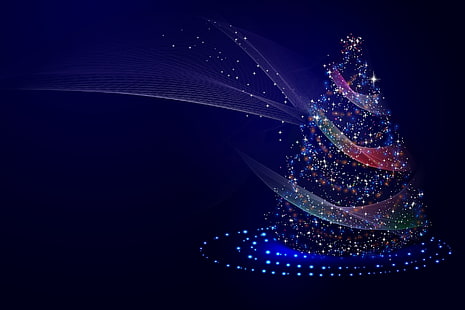休日、クリスマス、芸術、青、クリスマスツリー、ミニマリスト、 HDデスクトップの壁紙 HD wallpaper