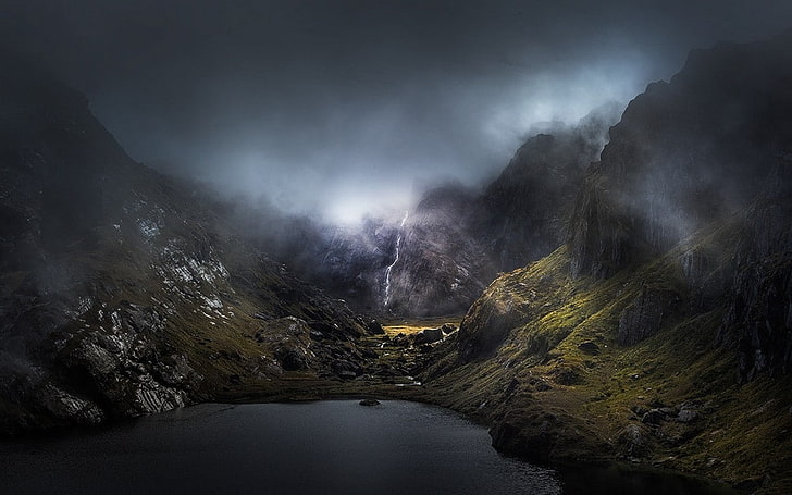 Dark, lake, landscape, mist, mountain, nature, Valley, HD wallpaper |  Wallpaperbetter