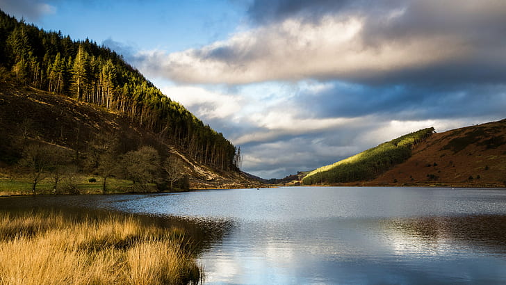 بحيرة بين الجبل ، عرض النفق ، Llyn Geirionydd ، حديقة Snowdonia الوطنية ، البحيرة ، الجبل ، المملكة المتحدة ، المناظر الطبيعية ، في الهواء الطلق ، السحب ، الغابة ، شمال ويلز ، الطبيعة ، المناظر الطبيعية ، المياه ، السماء ، الجمال في الطبيعة ، السحابة - السماء، خلفية HD