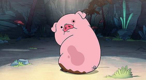 Cute Funny Piggy, Waddles illustration, Funny, Cute, Waddles, pet pig, Mabel, Tapety HD HD wallpaper