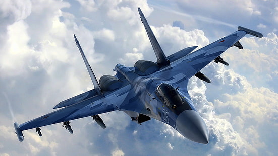 сив реактивен изтребител, Су-27, военен самолет, военен, превозно средство, самолет, HD тапет HD wallpaper