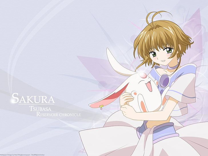 Sakura Tsubasa illustration, tsubasa reservoir chronicle, sakura, mokona, girl, blond, rabbit, HD wallpaper