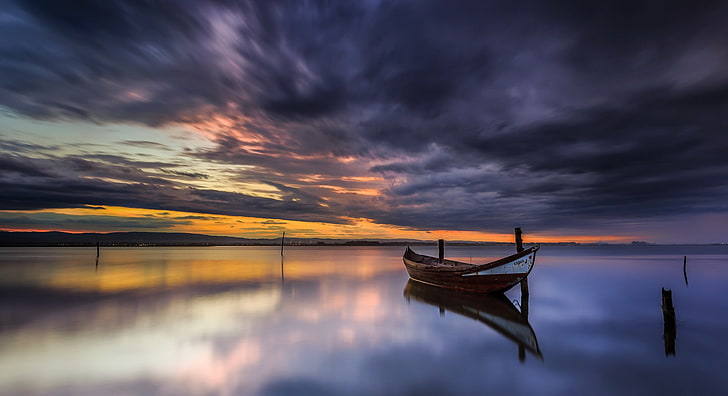 Boot, Himmel, Dunkelheit, Wasser, Natur, HD-Hintergrundbild