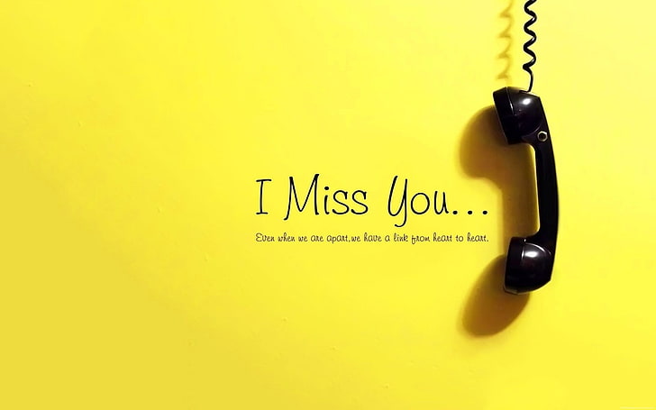 i miss you-high quality Wallpapers, black handset with i miss you text overlay, HD wallpaper