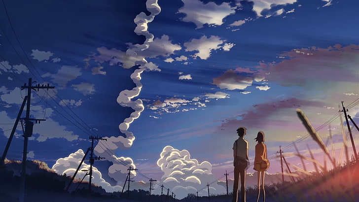 5 centímetros por segundo, anime, Makoto Shinkai, céu, HD papel de parede