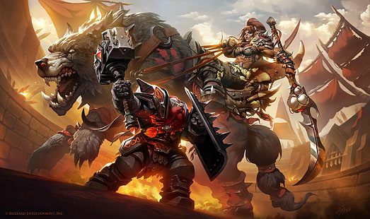 Warcraft ، World Of Warcraft ، Armor ، Dwarf ، Hammer ، Shield ، Warrior ، Woman Warrior، خلفية HD HD wallpaper