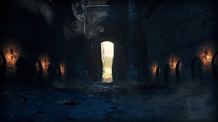 dark room with opened door game application roomk, Dark Souls III, video games, Lothric, HD wallpaper