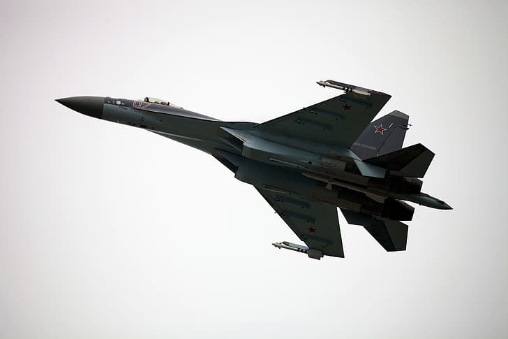 caza, Su-35S, polivalente, Seco, La fuerza aérea rusa, Flanker-T+, MAKS-2013, Fondo de pantalla HD