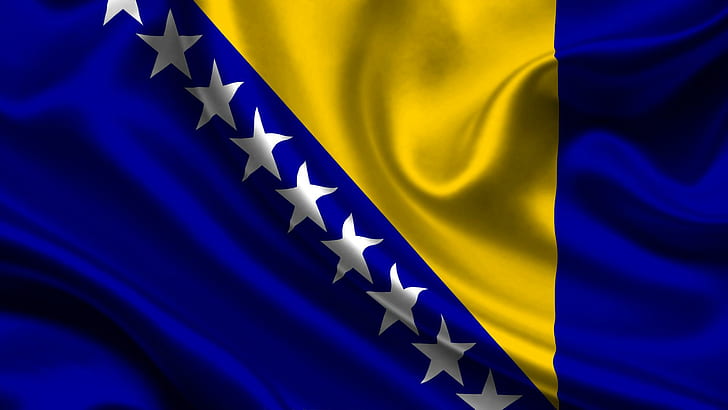บอสเนียเฮอร์เซโกวีนาซาตินเฮอร์เซโกวีนาประเทศบอสเนียธง 3 มิติและนามธรรม, วอลล์เปเปอร์ HD