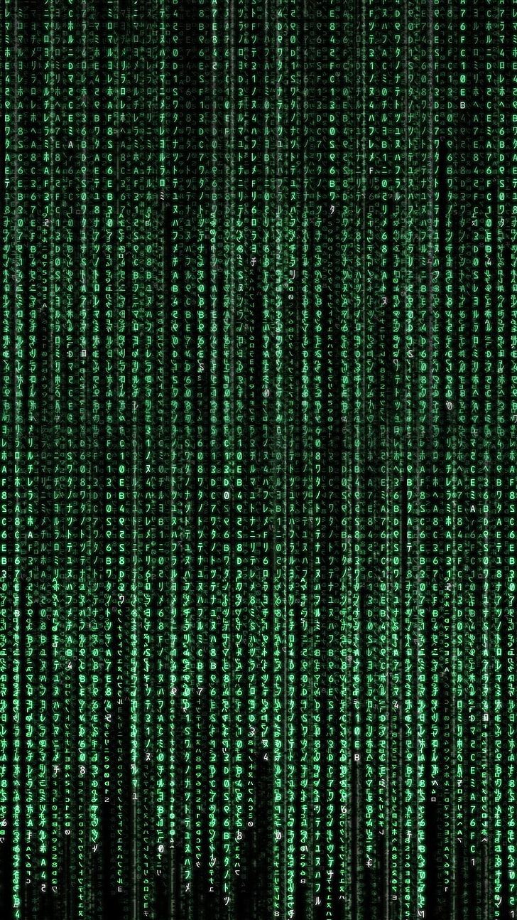 green Matrix code illustration, digital art, portrait display, CGI, The Matrix, text, falling, green, black background, katakana, HD wallpaper