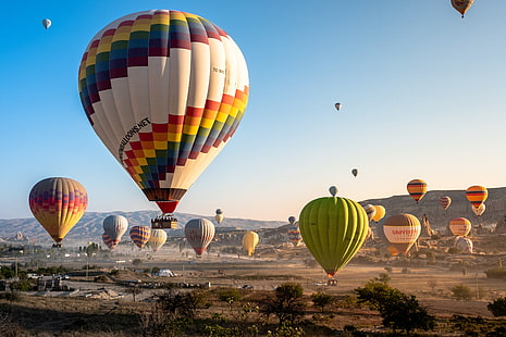  Vehicles, Hot Air Balloon, Cappadocia, Dawn, Sunrise, HD wallpaper HD wallpaper