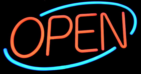 advertising, bright, business, door, entrance, information, informative, light, neon, open, open sign, owner, red, retail, shop, sign, signage, small business, store, symbol, welcome, window, HD wallpaper HD wallpaper