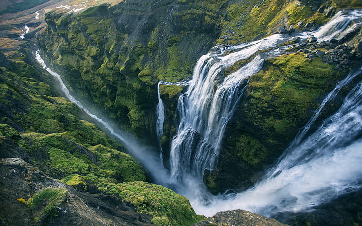 น้ำตก Glymur ที่มีน้ำตก 198 เมตรเป็นน้ำตกที่สูงเป็นอันดับสองในไอซ์แลนด์ยุโรปวอลเปเปอร์ Android สำหรับเดสก์ท็อปหรือโทรศัพท์ของคุณ 3840 × 2400, วอลล์เปเปอร์ HD