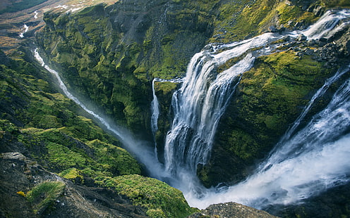 La cascade de Glymur avec une cascade de 198 m est la deuxième plus haute cascade d'Islande Europe Fonds d'écran Android pour votre ordinateur de bureau ou votre téléphone 3840 × 2400, Fond d'écran HD HD wallpaper