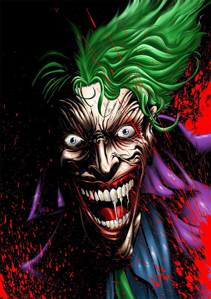 Batman, DC Comics, gongon, ilustrasi, Joker, Villains, Wallpaper HD, wallpaper seluler