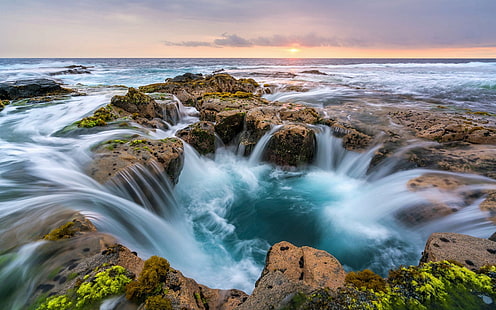 Erde, Ozean, Hawaii, Horizont, Fels, Meer, Thor's Well, Welle, HD-Hintergrundbild HD wallpaper