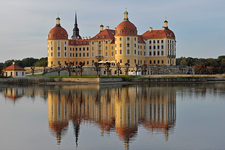 pond, castle, Germany, Saxony, Moritzburg, HD wallpaper
