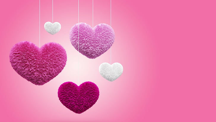 assorted-color heart with strings wallpaper, love image, heart, 4k, HD wallpaper