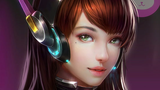 red haired female anime character, D.Va (Overwatch), Overwatch, video games, HD wallpaper HD wallpaper