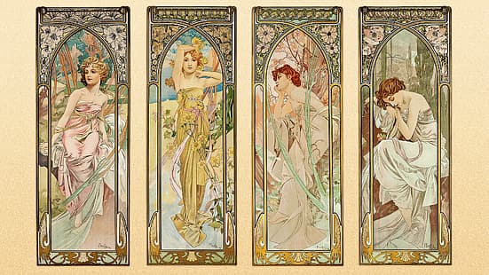 Alphonse Mucha, ilustração, Art Nouveau, HD papel de parede HD wallpaper