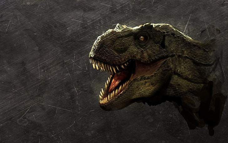 Tyrannosaurus Rex, dinosaurus, predator, gigi, mulut, Wallpaper HD