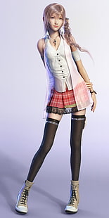 ilustração em pé personagem de anime feminino, Final Fantasy XIII, Serah Farron, Final Fantasy, HD papel de parede HD wallpaper