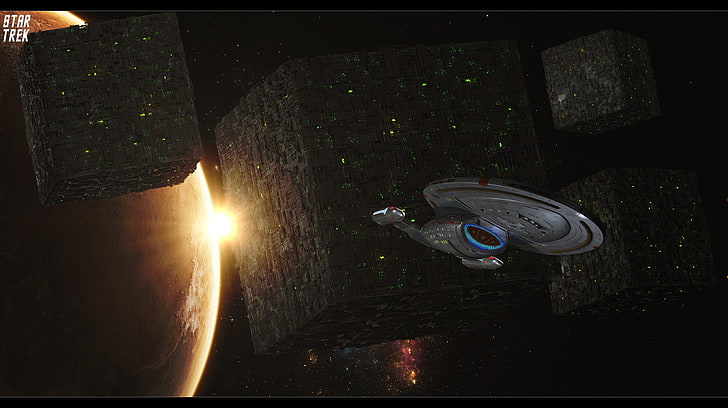 Star Trek, USS Voyager, Borg, space, HD wallpaper