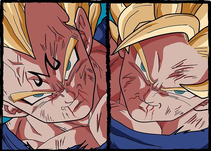 Dragon Ball Vegeta und Son Goku Collage, Dragon Ball, Dragon Ball Z, Son Goku, Vegeta, Super Saiyan, HD-Hintergrundbild