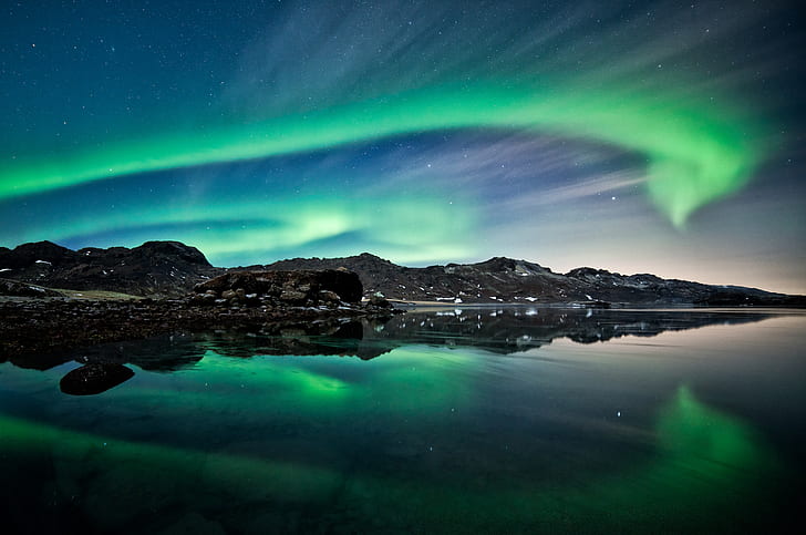 Aurora Borealis, Исландия, полярни региони, северно сияние, HD тапет