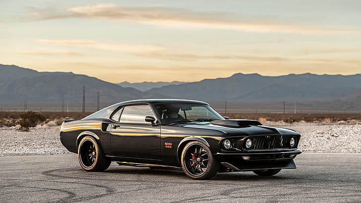 Ford, Ford Mustang Boss 429, Black Car, Car, Muscle Car, Old Car, HD tapet