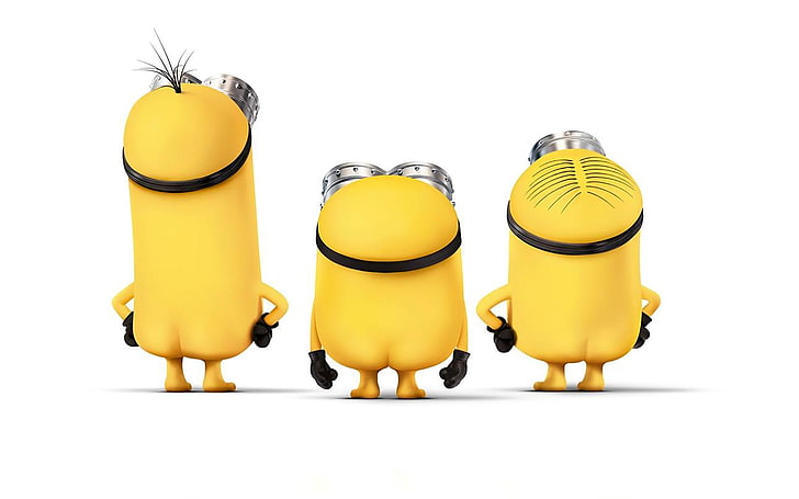 The Minions characters, minions, Despicable Me, white  background, movies, HD wallpaper