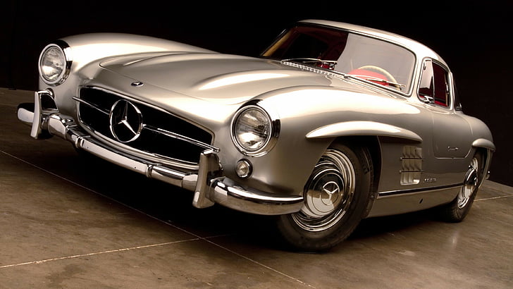 classic silver Mercedes-Benz coupe, Mercedes Benz 300 SL, HD, 4k, Swiss Classic World, HD wallpaper