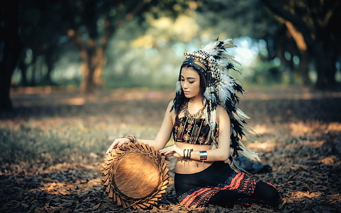 Women, Asian, Headdress, Native American, HD wallpaper HD wallpaper