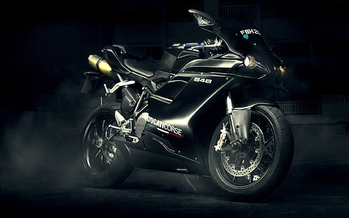 Ducati 848 Evo svart motorcykel, Ducati, svart, motorcykel, HD tapet HD wallpaper