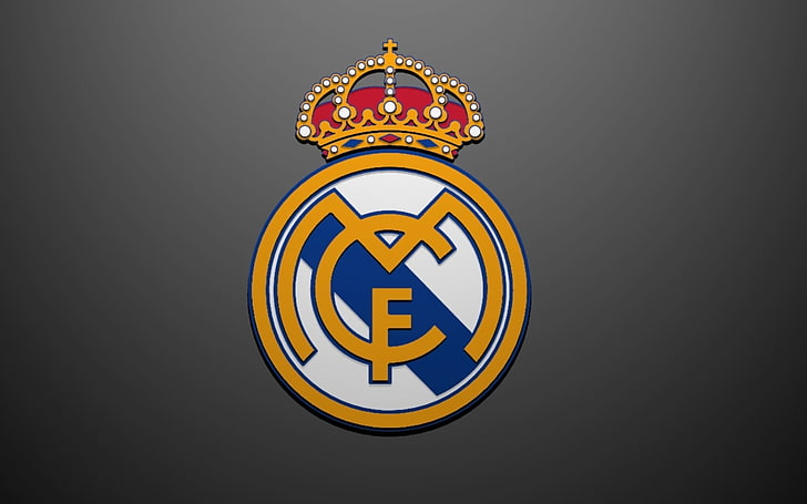 Logo Real Madrid, Real Madrid, logo, latar belakang sederhana, Wallpaper HD