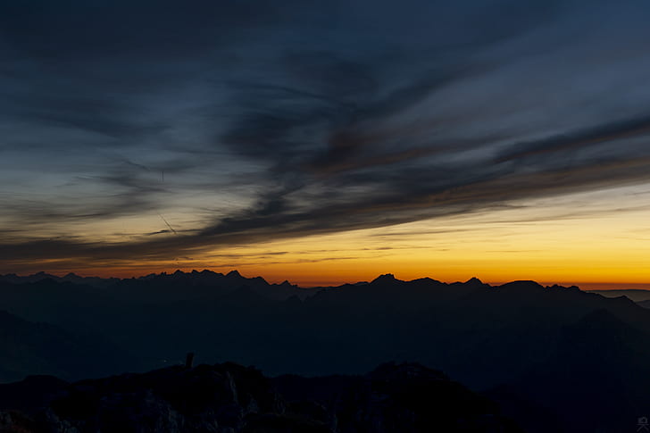 sunset, mountains, Switzerland, photography, landscape, HD wallpaper