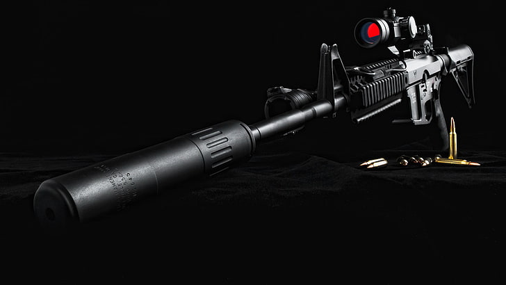 senapan serbu hitam, Senjata, Senapan Sniper, Wallpaper HD