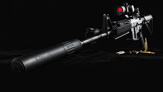rifle de assalto preto, armas, rifle sniper, HD papel de parede HD wallpaper