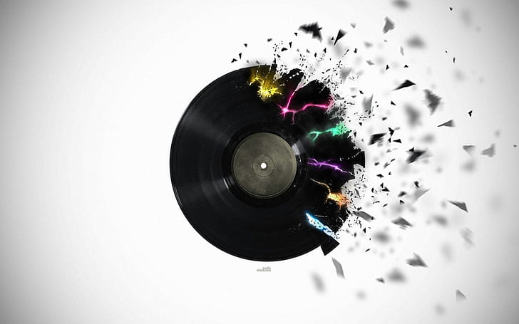 爆発するレコードの色爆発する音楽、 HDデスクトップの壁紙
