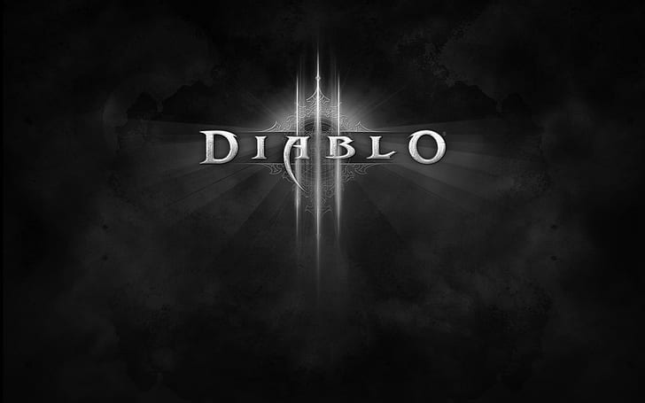 Diablo, имя, чёрно-белое, игра, шрифт, HD обои